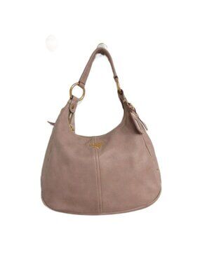 Prada Handbag Half Moon Leather Logo Strap Zip Closure Pink